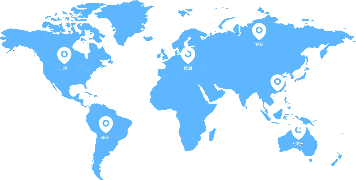 World map of global business coverage